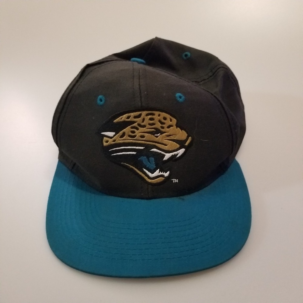 Jacksonville Jaguars Hat Cap Snapback Black Teal Logo 7 NFL Vintage 90s